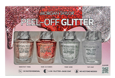 PEEL-OFF GLITTER 4 Pack Item #: 3120074<br><br>
      Includes 1 of each:<br>
      Sweetest Thing<br>
      Rare As Rubies<br>
      Fame Game<br>
      Peel-Off Glitter Top Coat
    